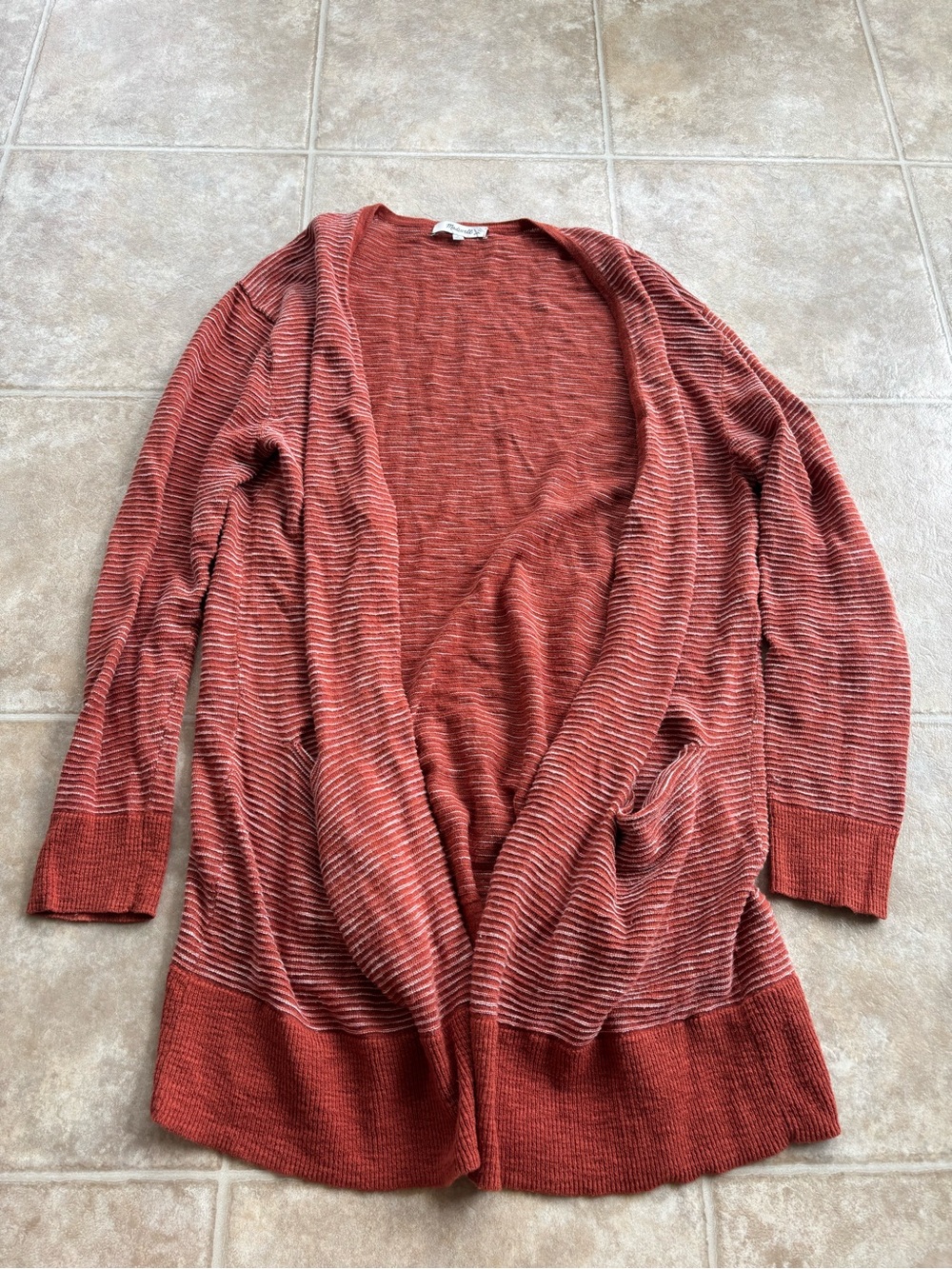 Madewell Rust-Striped Open Cardigan